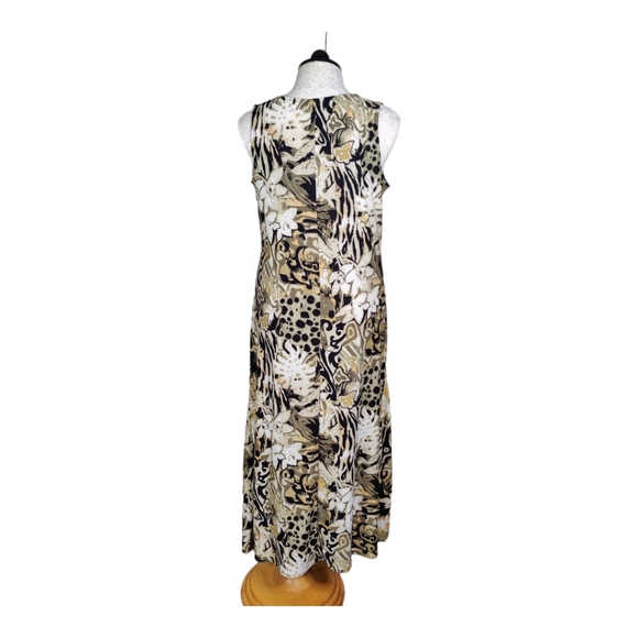 Long Black Tan Animal Print Tank Summer Vacation Dress Size XL - Picture 4 of 7